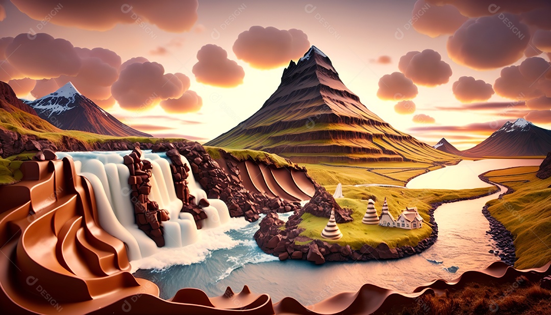 Paisagem de montanha feita de chocolate