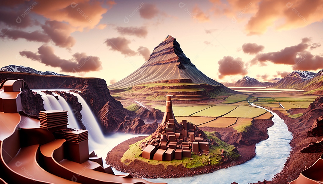 Paisagem de montanha feita de chocolate