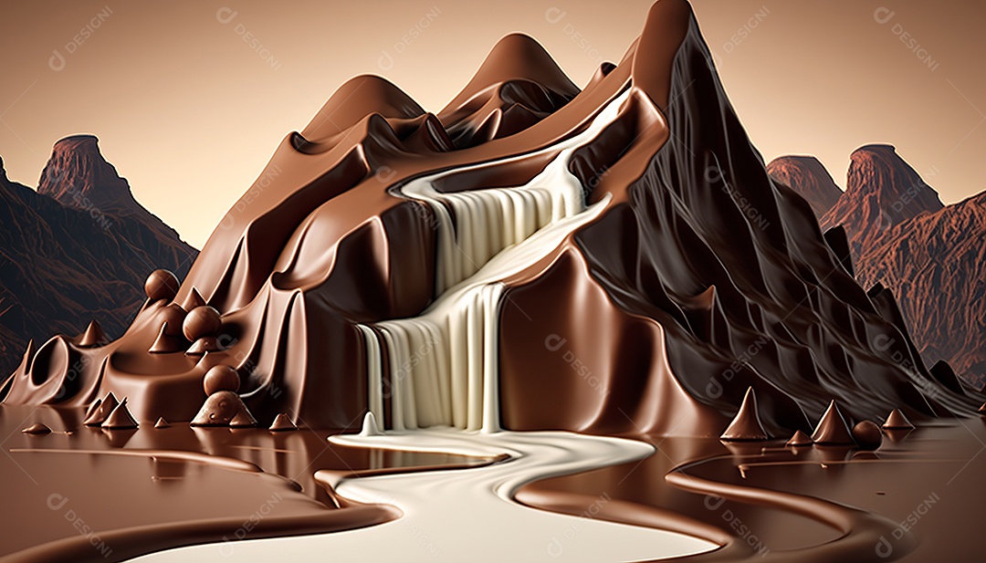 Paisagem de montanha feita de chocolate