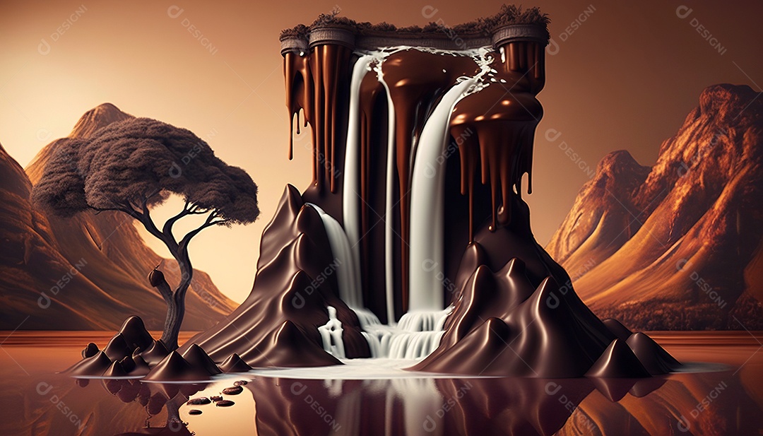 Paisagem de montanha feita de chocolate