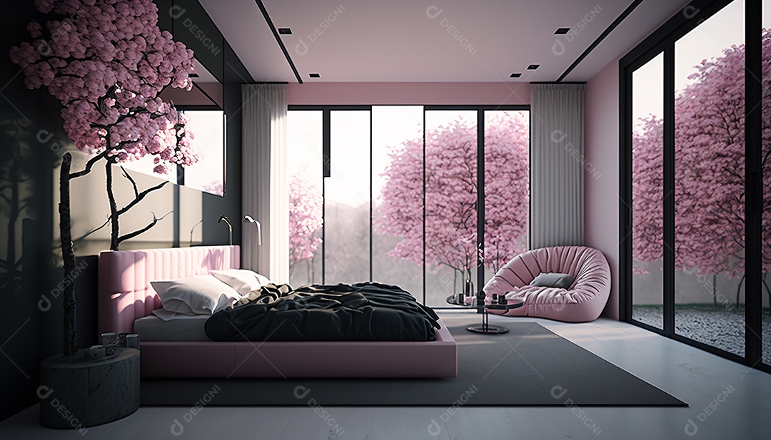 Ilustração interior de um quarto moderno