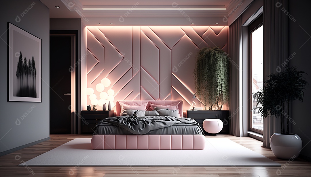 Ilustração interior de um quarto moderno