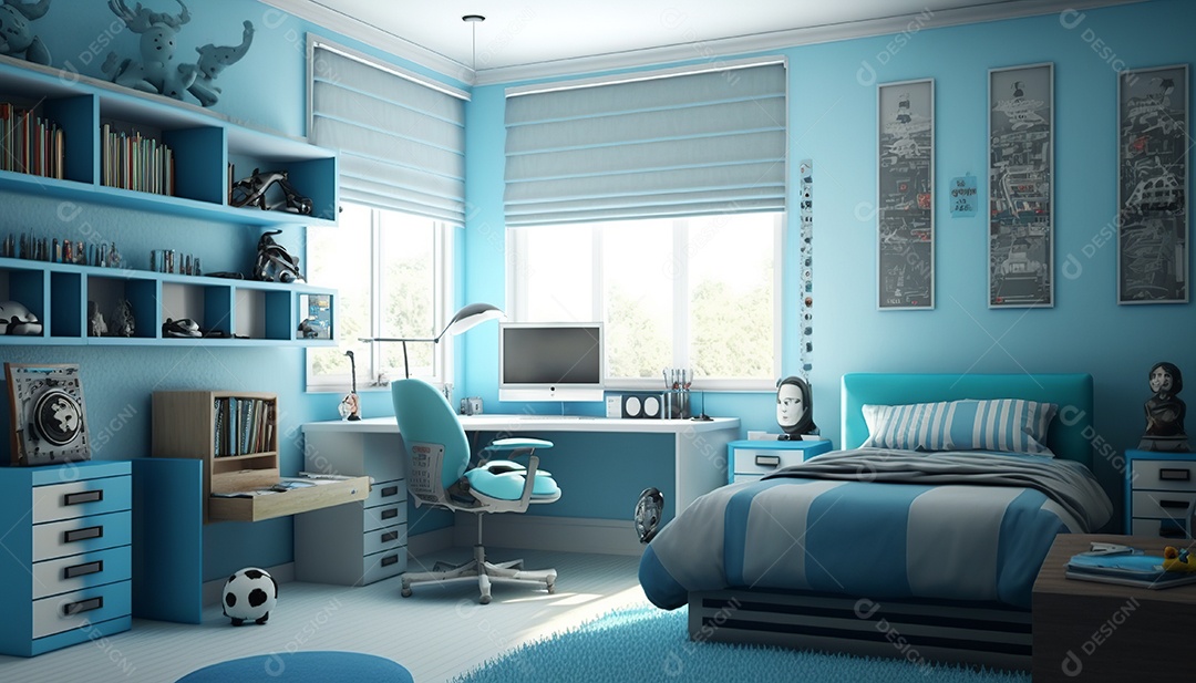 Ilustração interior de um quarto moderno