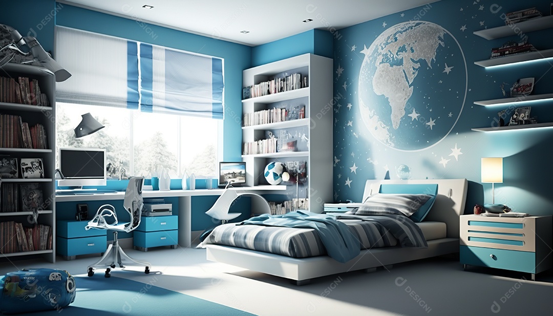 Ilustração interior de um quarto moderno