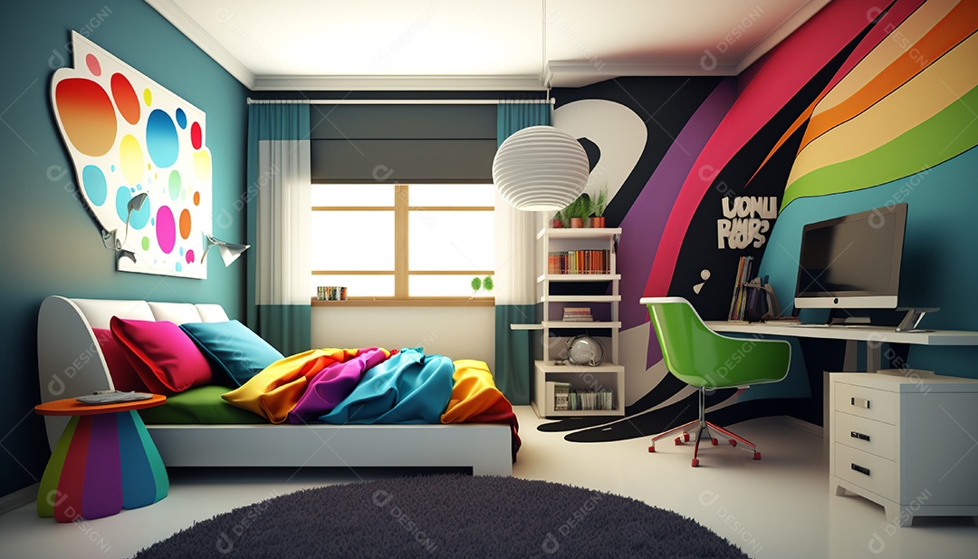 Ilustração interior de um quarto moderno