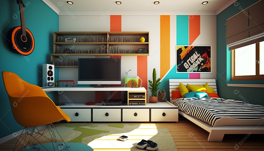 Ilustração interior de um quarto moderno