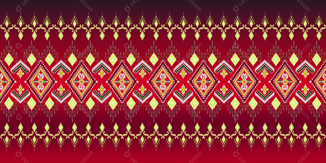 Lindos bordados de malha tailandeses colorido étnico geométrico