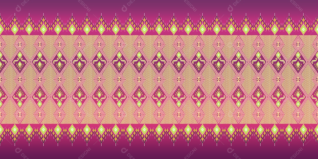 Lindos bordados de malha tailandeses colorido étnico geométrico