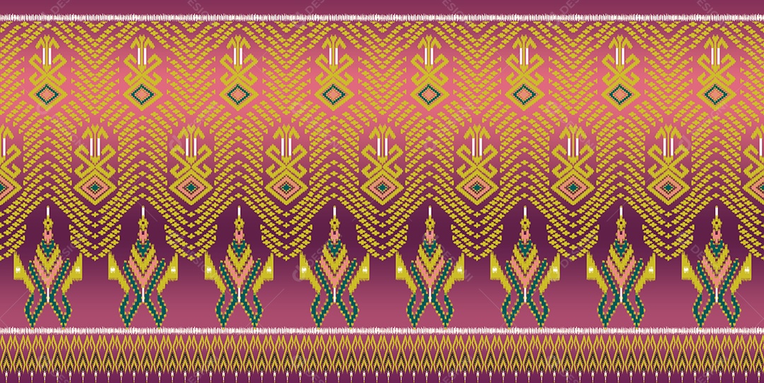 Lindos bordados de malha tailandeses colorido étnico geométrico