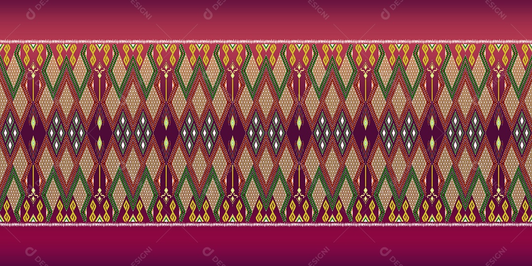 Lindos bordados de malha tailandeses colorido étnico geométrico