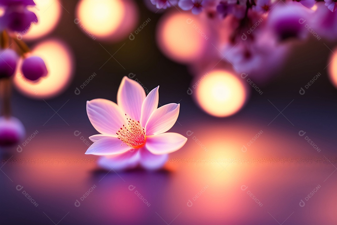 Linda flor de cerejeira em fundo brilhante