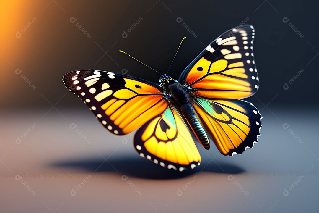 Linda borboleta colorida pousada em flor