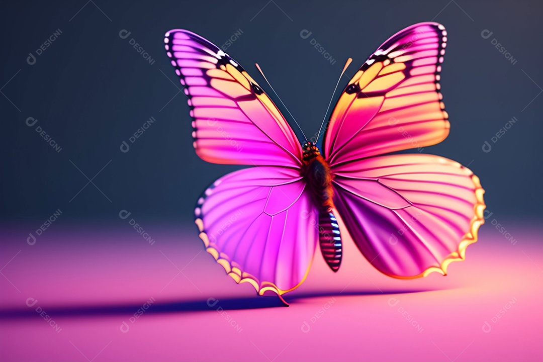 Linda borboleta colorida pousada em flor