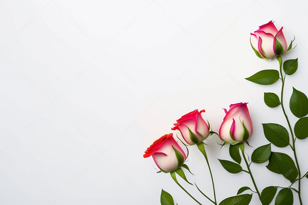 Lindas rosas em fundo branco