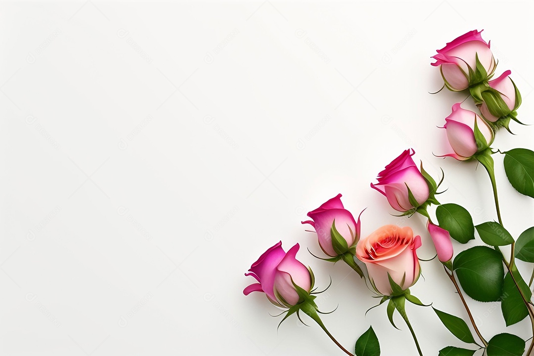 Lindas rosas em fundo branco