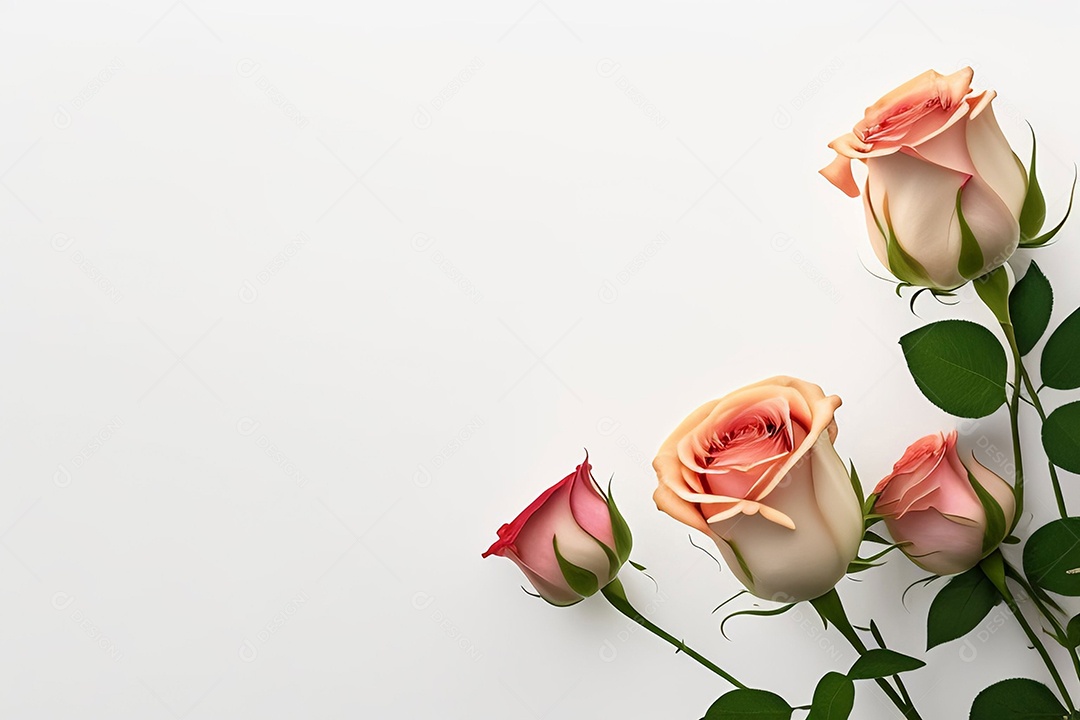 Lindas rosas em fundo branco