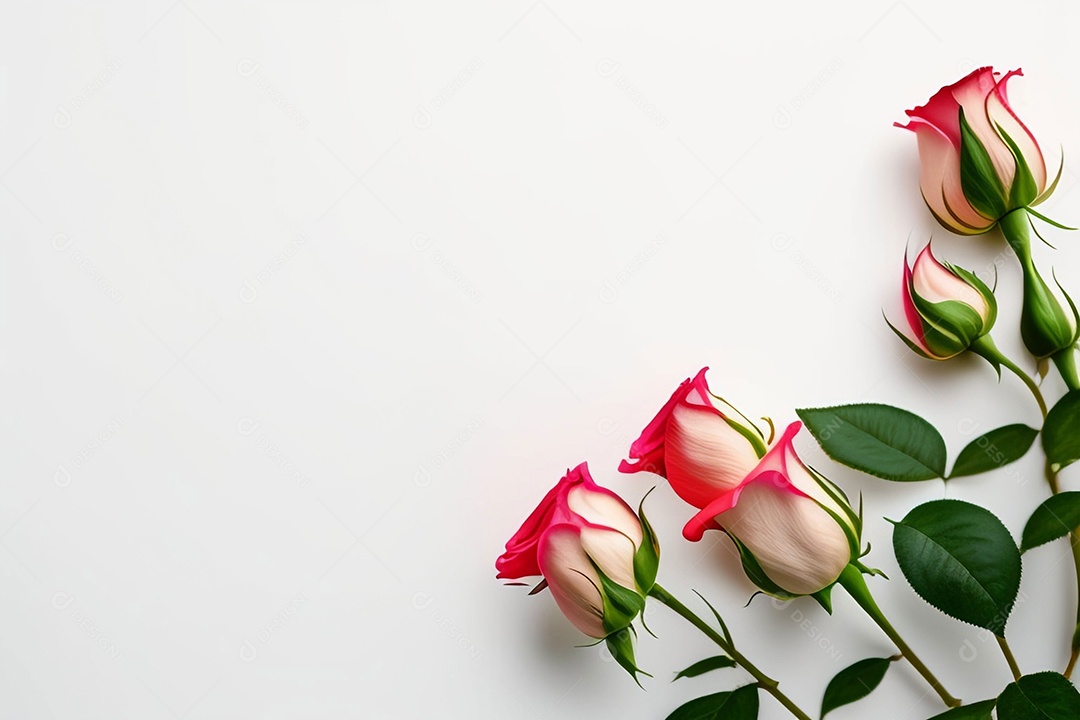 Lindas rosas em fundo branco