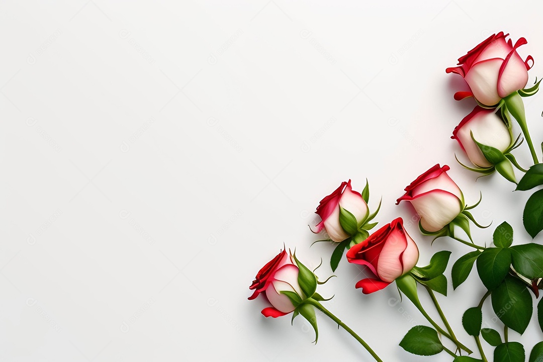 Lindas rosas em fundo branco