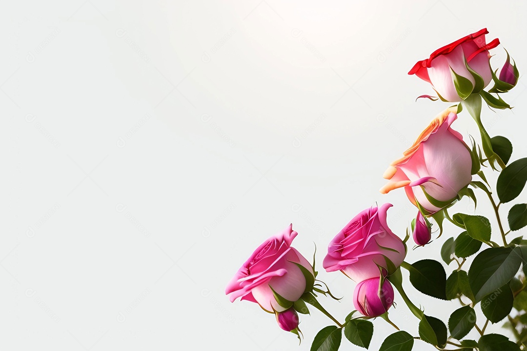 Lindas rosas em fundo branco