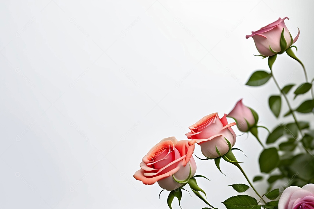 Lindas rosas em fundo branco