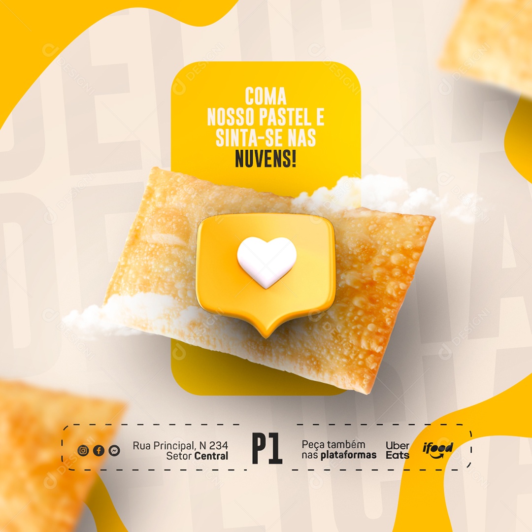 Coma Nosso Pastel E Sinta-Se Nas Nuvens Pastelaria Social Media PSD Editável
