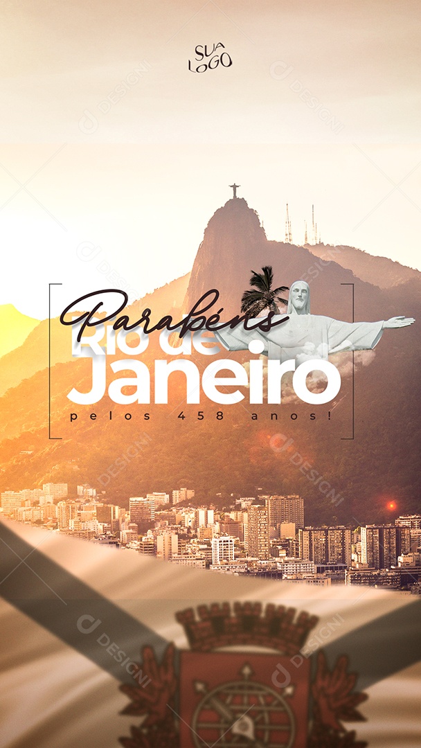 Story Parabéns Rio de Janeiro Pelos Seus 458 Anos Social Media PSD Editável