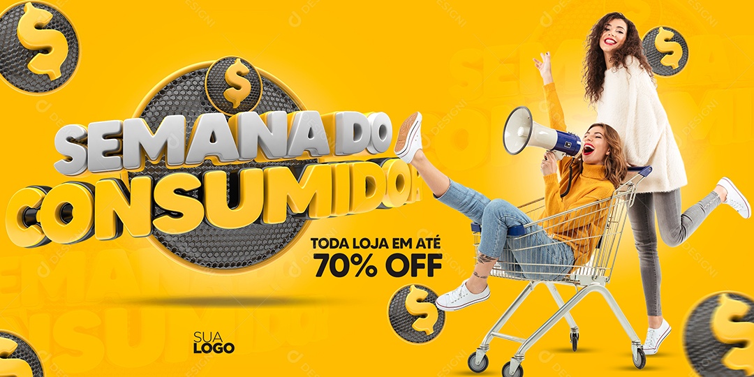 Banner Semana Do Consumidor Toda Loja Em Até 70% Off Social Media PSD Editável