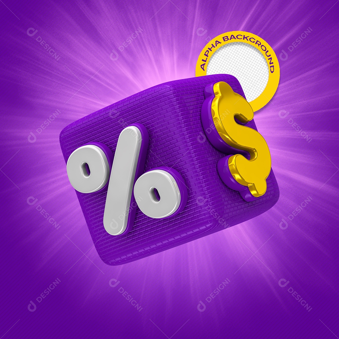 Elemento 3D Para Composição Cubo de Desconto PSD