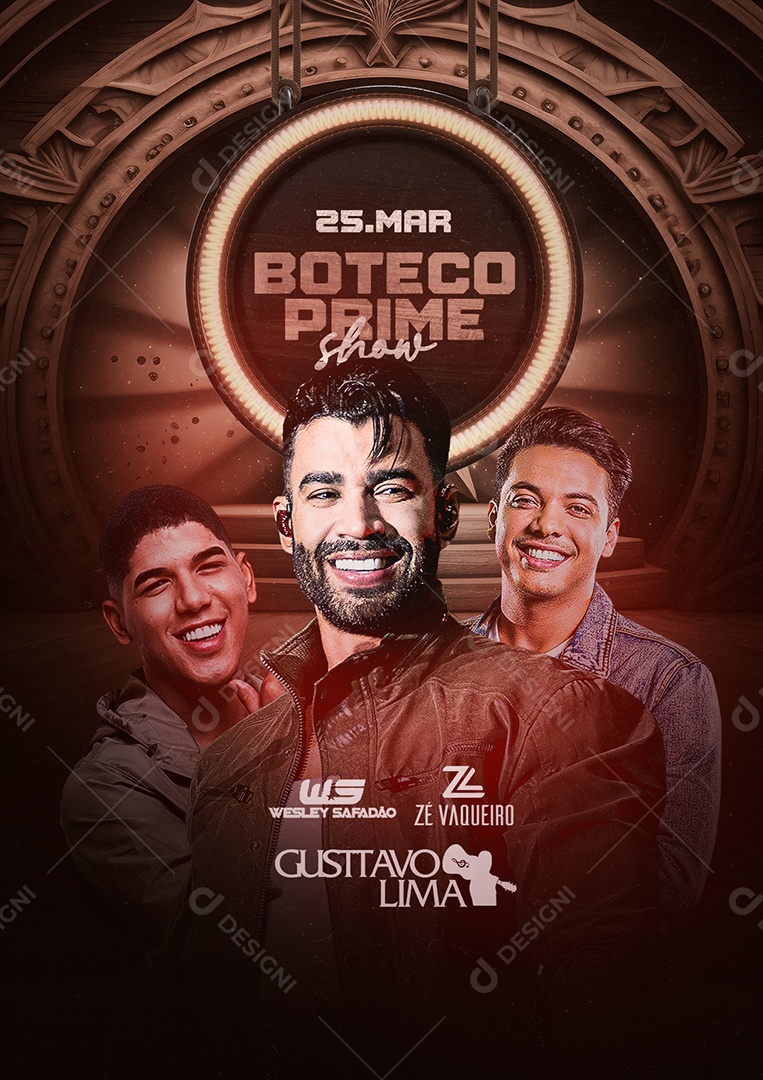 Boteco Prime Show Wesley Safadão Gusttavo Lima Zé Vaqueiro Flyer Social Media PSD Editável
