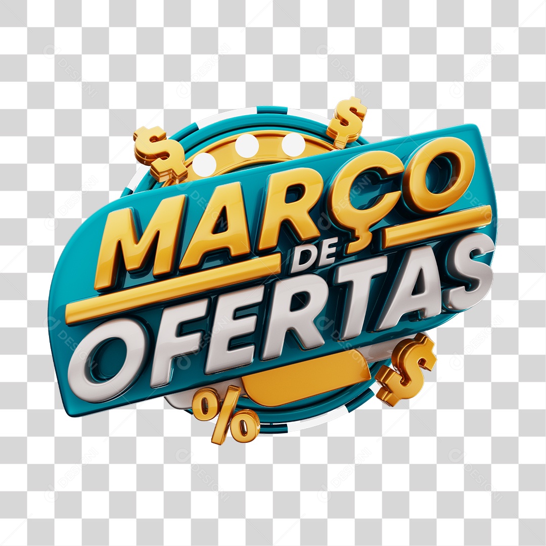 Março de Ofertas Selo 3D Para Composição PNG Transparente