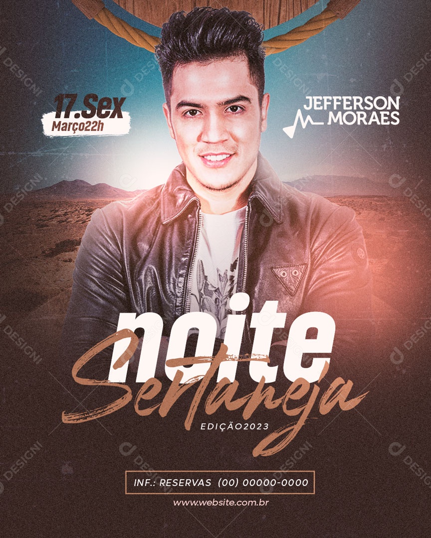 Flyer Noite Sertaneja Social Media PSD Editável
