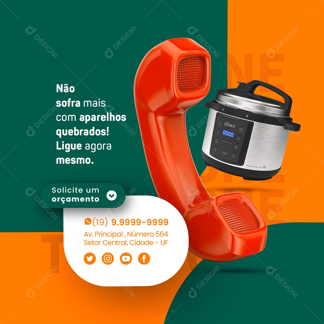 Não Sofra Mais Com Aparelhos Quebrados Manutenção Preventiva Social Media PSD Editável