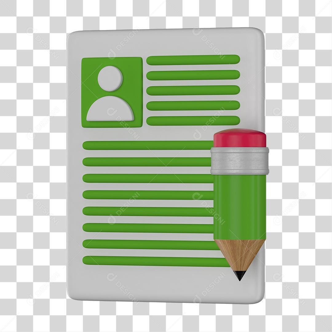Ícone De Cadrastro Elemento 3D Verde Para Composição PNG Transparente