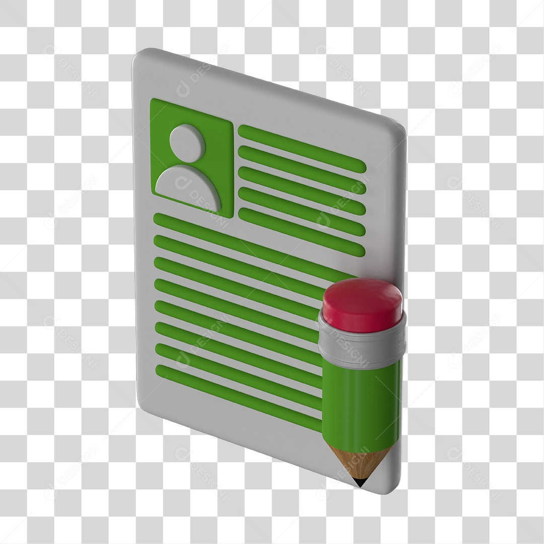 Ícone De Cadrastro Elemento 3D Verde Para Composição PNG Transparente