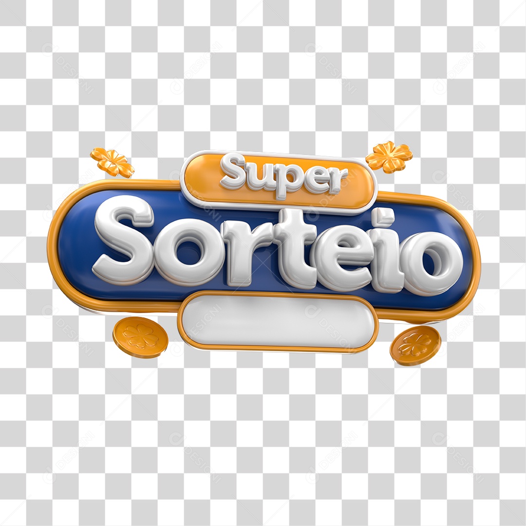 Super Sorteio Selo 3D Azul Para Composição PNG Transparente
