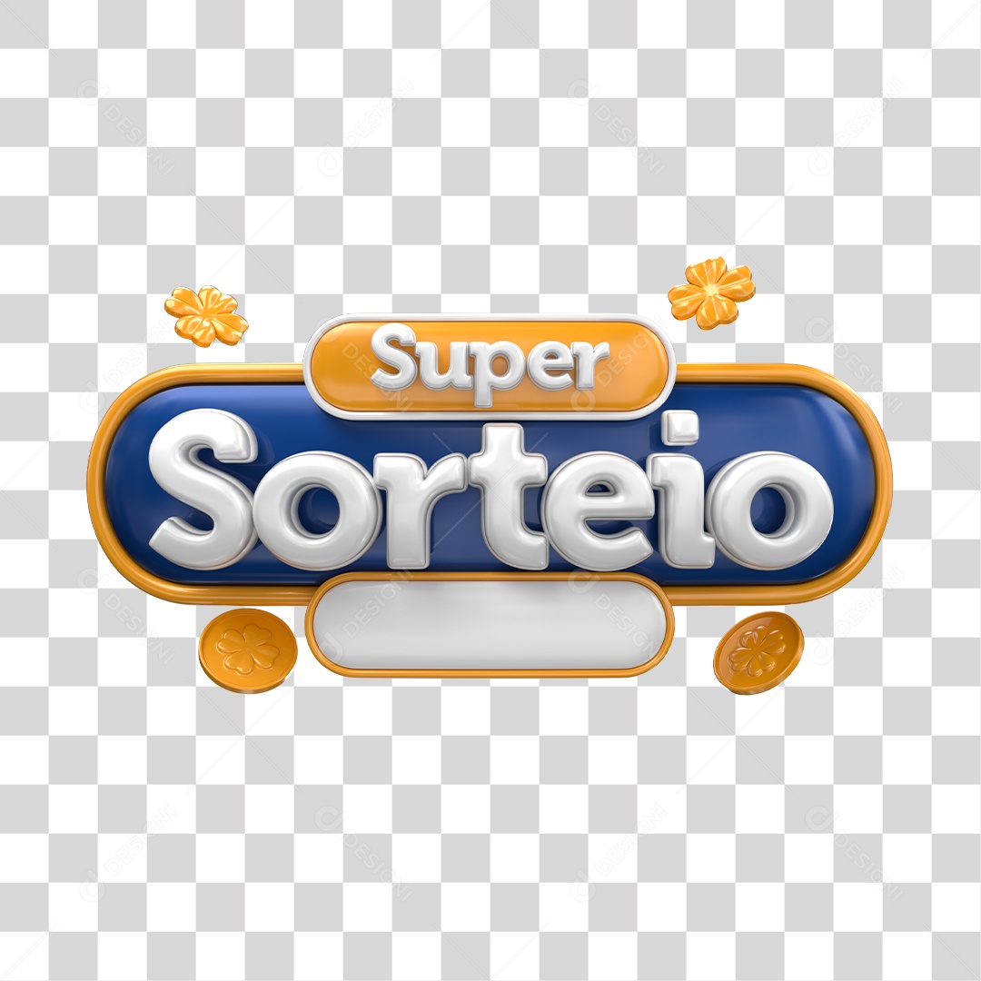 Super Sorteio Selo 3D Azul Para Composição PNG Transparente