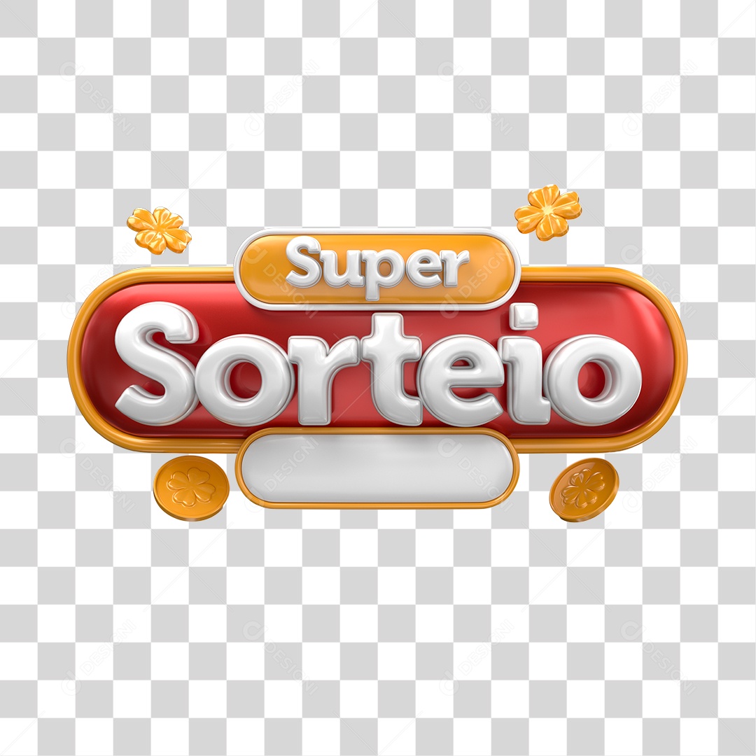 Super Sorteio Selo 3D Vermelho Para Composição PNG Transparente