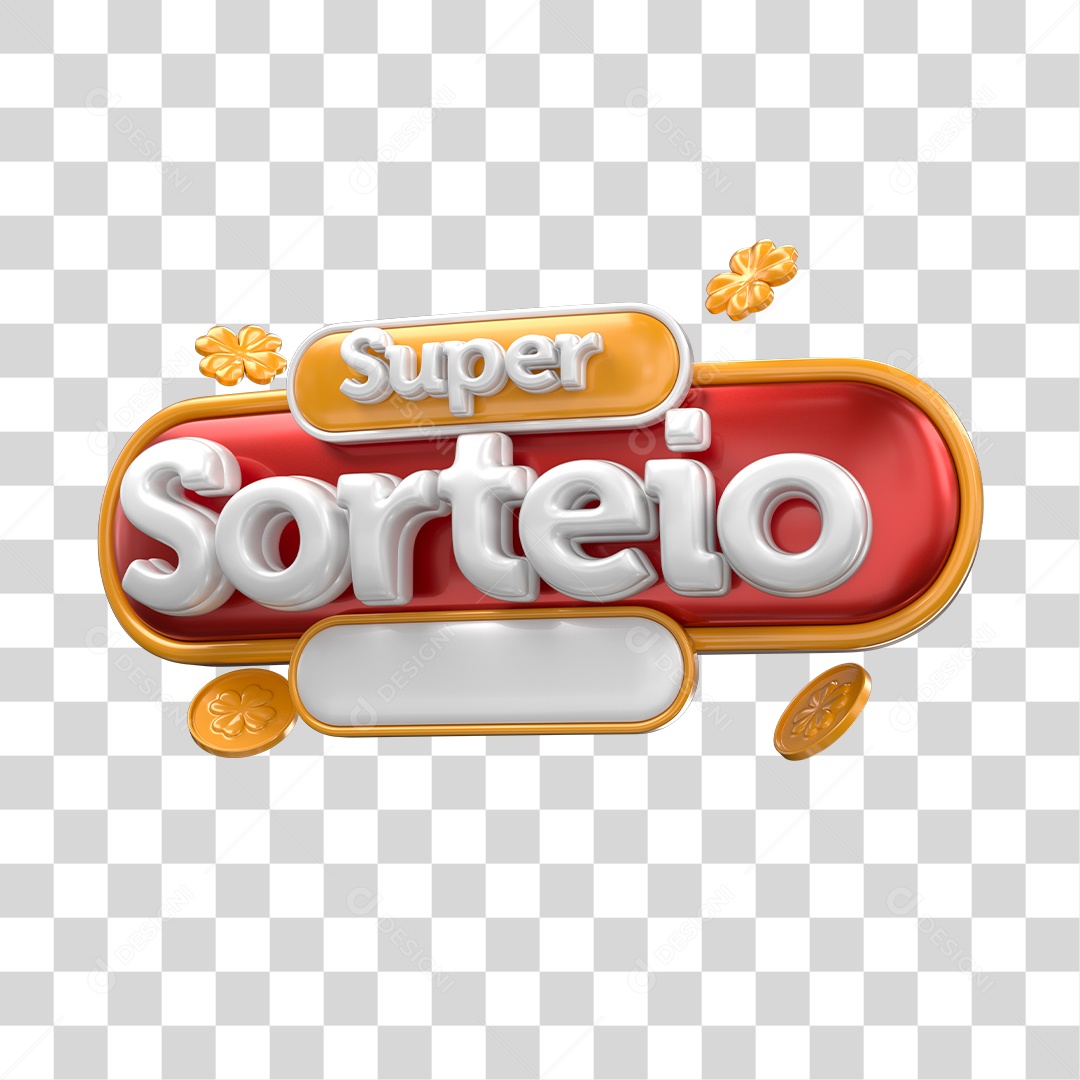 Super Sorteio Selo 3D Vermelho Para Composição PNG Transparente