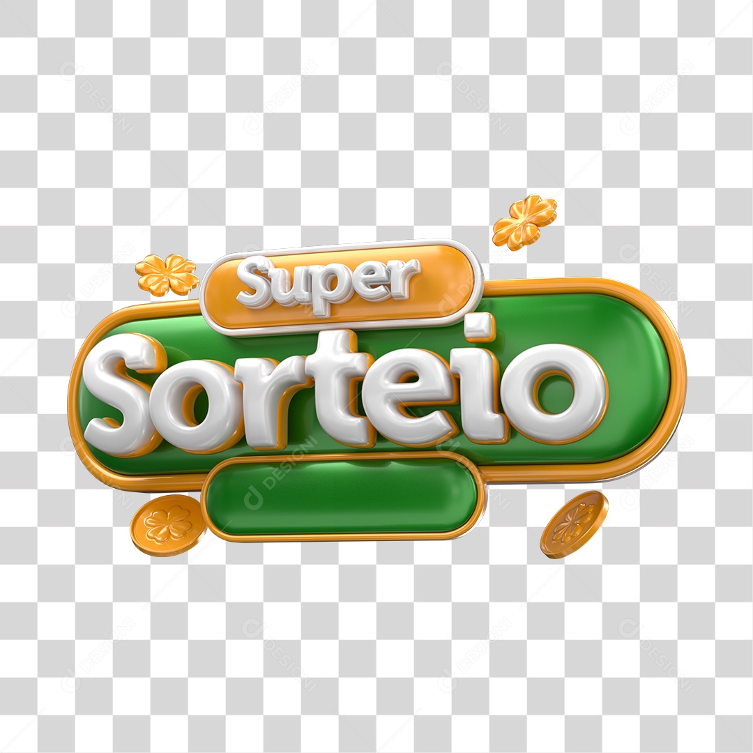 Super Sorteio Selo 3D Verde Para Composição PNG Transparente