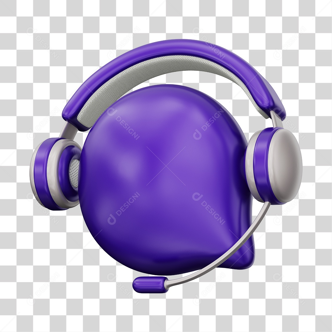 Ícone de Atendimento Ao Cliente Elemento 3D Roxo Para Composição PNG Transparente