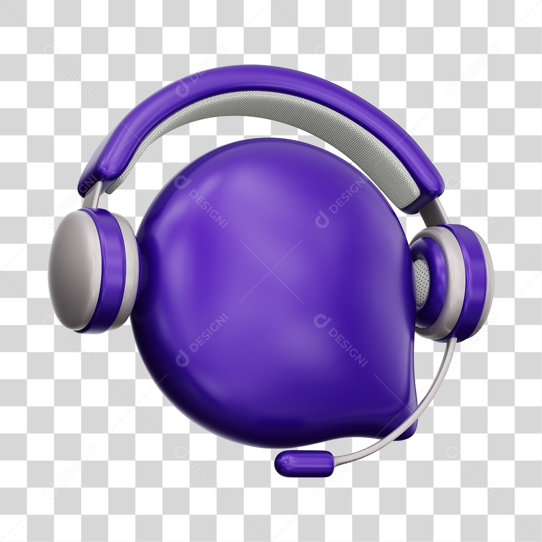 Ícone de Atendimento Ao Cliente Elemento 3D Roxo Para Composição PNG Transparente