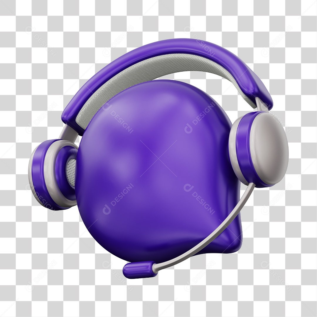 Ícone de Atendimento Ao Cliente Elemento 3D Roxo Para Composição PNG Transparente