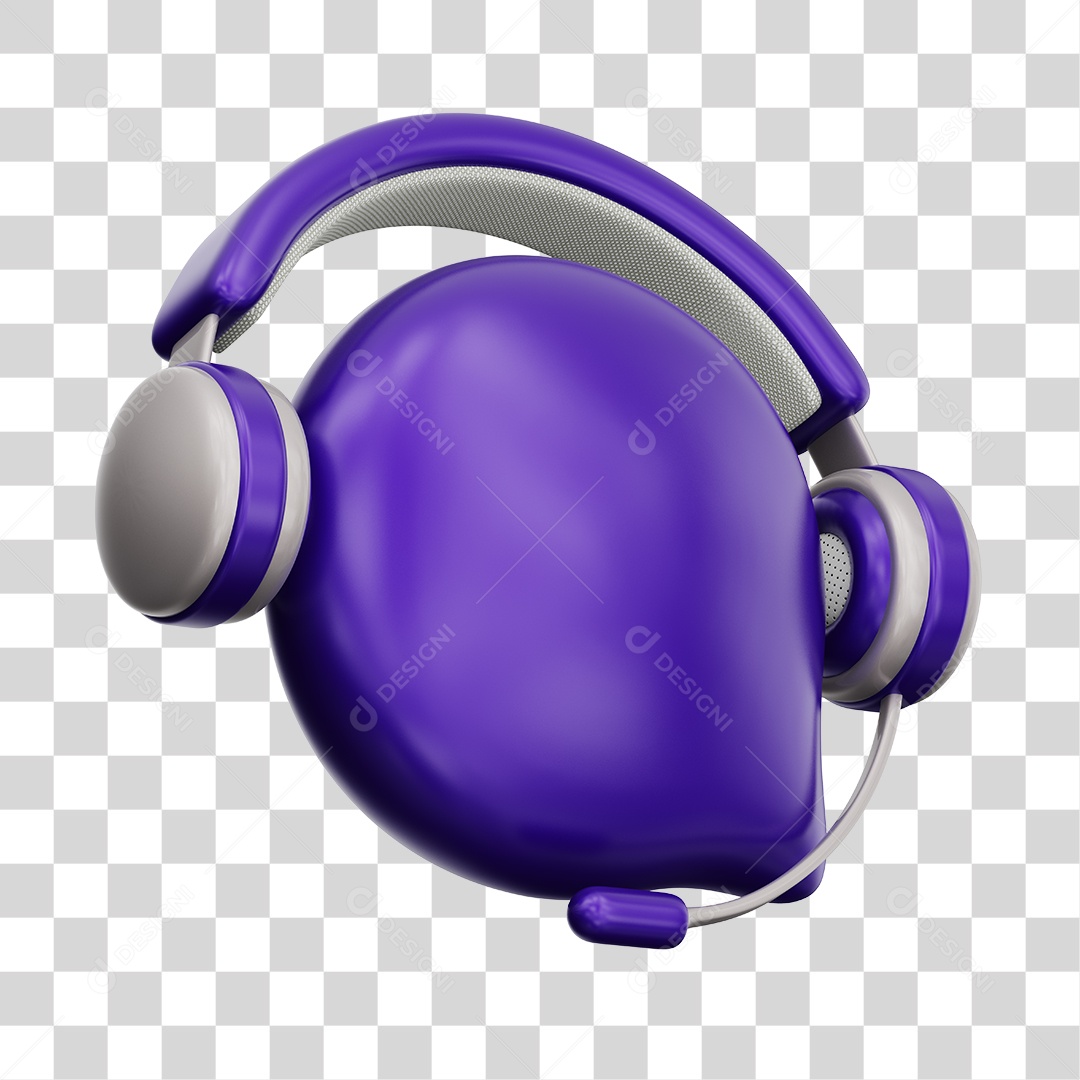Ícone de Atendimento Ao Cliente Elemento 3D Roxo Para Composição PNG Transparente