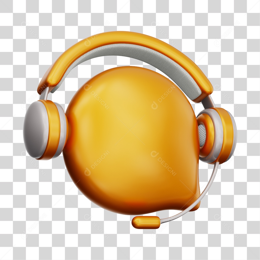 Ícone de Atendimento Ao Cliente Elemento 3D Dourado Para Composição PNG Transparente