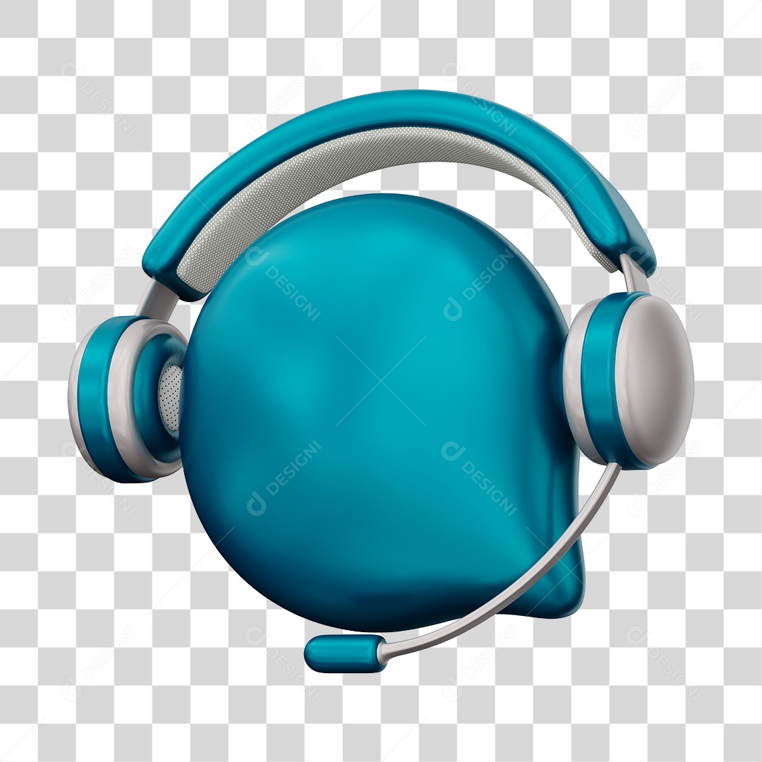 Ícone de Atendimento Ao Cliente Elemento 3D Azul Para Composição PNG Transparente