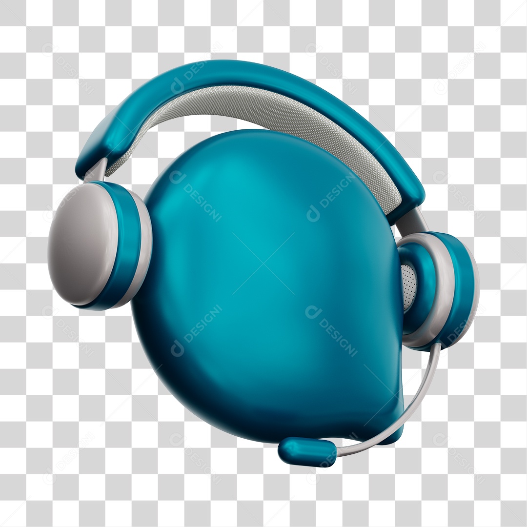 Ícone de Atendimento Ao Cliente Elemento 3D Azul Para Composição PNG Transparente