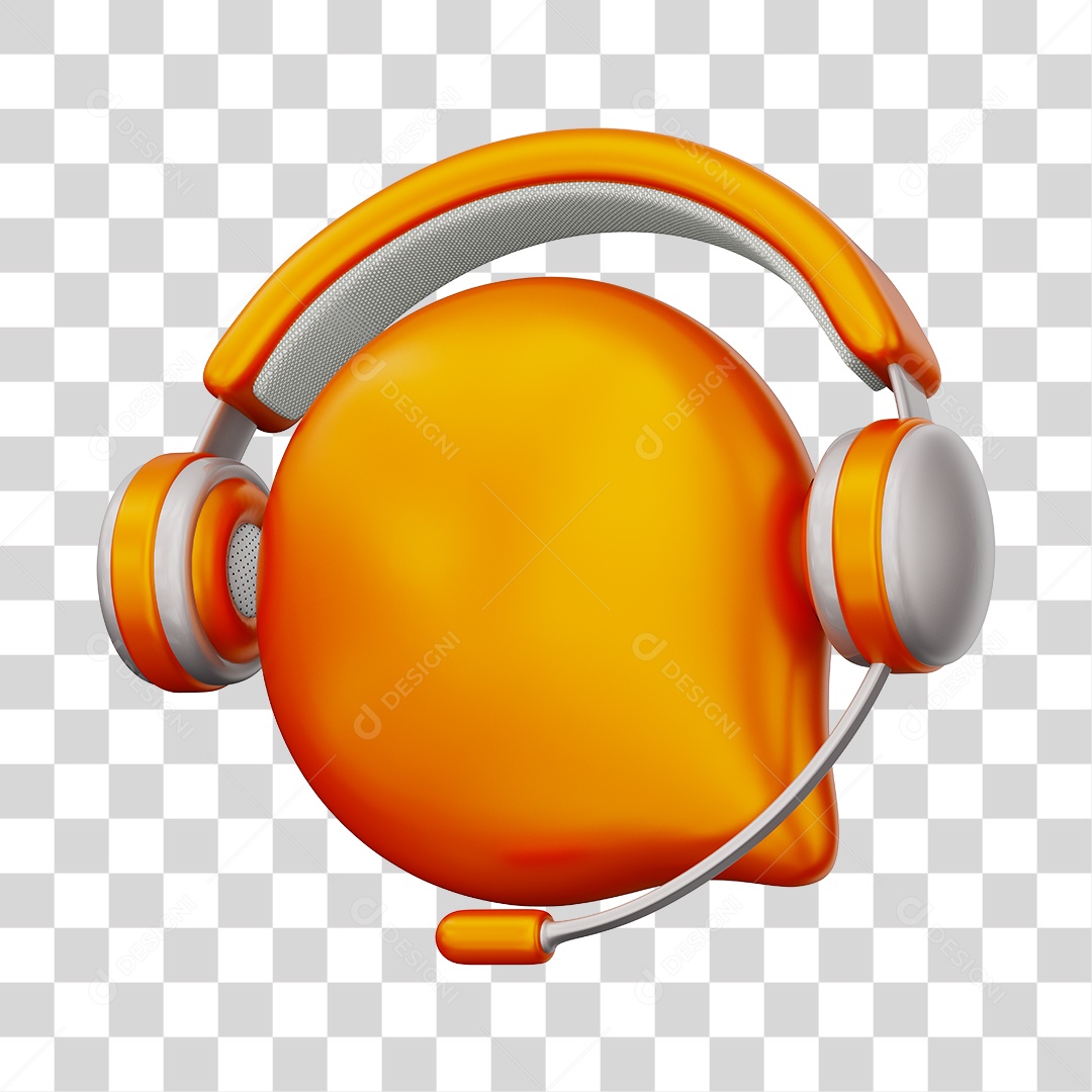 Ícone de Atendimento Ao Cliente Elemento 3D Laranjado Para Composição PNG Transparente