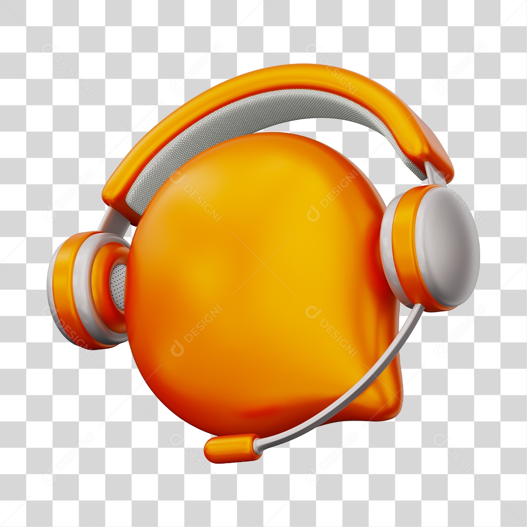 Ícone de Atendimento Ao Cliente Elemento 3D Laranjado Para Composição PNG Transparente