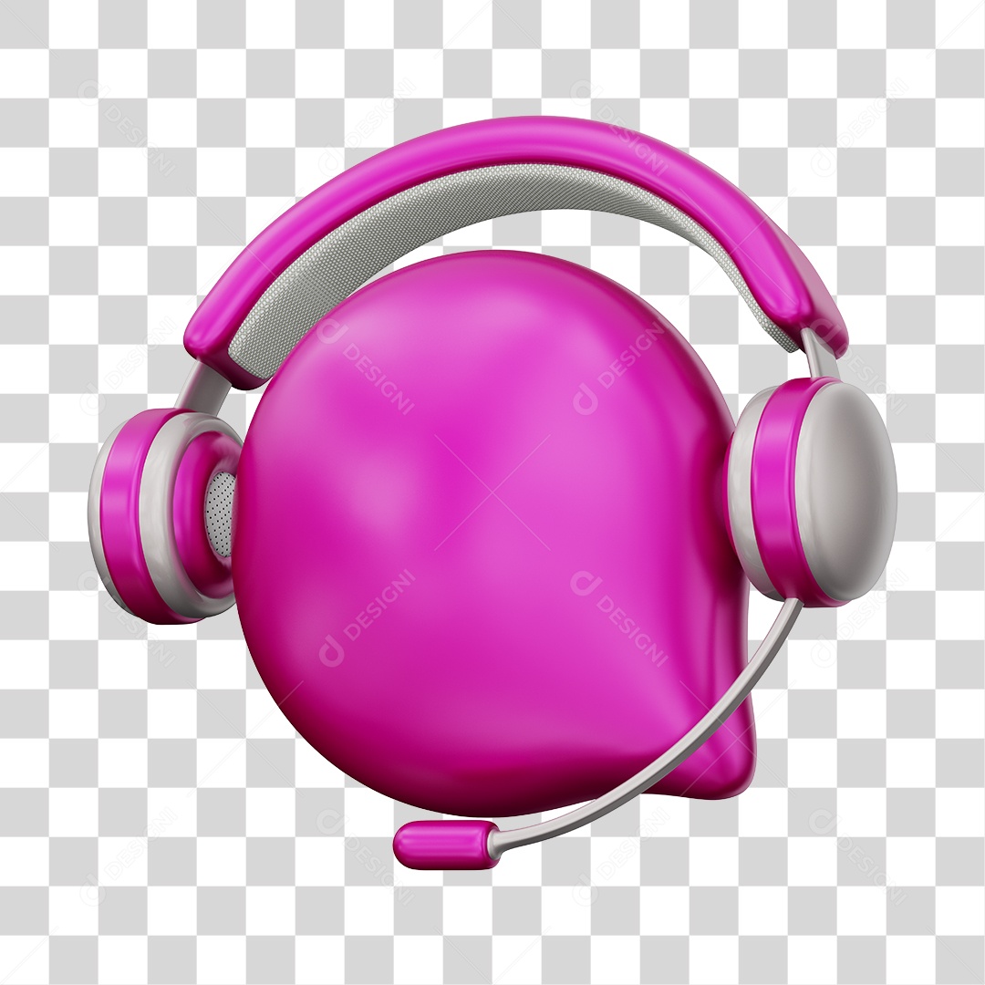 Ícone de Atendimento Ao Cliente Elemento 3D Rosa Para Composição PNG Transparente