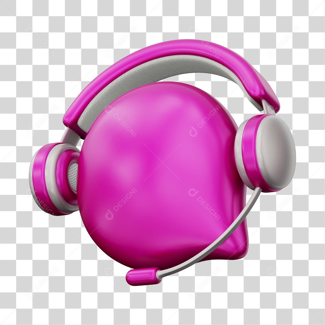 Ícone de Atendimento Ao Cliente Elemento 3D Rosa Para Composição PNG Transparente